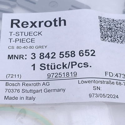New Rexroth 3842558652 Modular Cable Duct T-Piece, HOR 80x40, VER 40x80, Grey