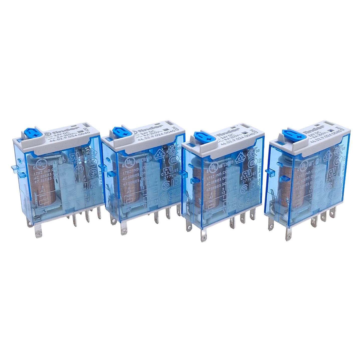 Used Lot of 4 Finder 46.52.9.024.0040 Power Relay, 2CO DPDT, 24VDC Coil, 250VAC 8A