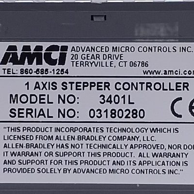 Used Advanced Micro Controls 3401L I/O Motion Controller Module 1-Axis, 24VDC, 200KHz