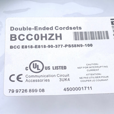 New Balluff BCC0HZH Ethernet/Profinet Double-Ended Cordset CAT6A RJ45, 10Gbit/s, 10m