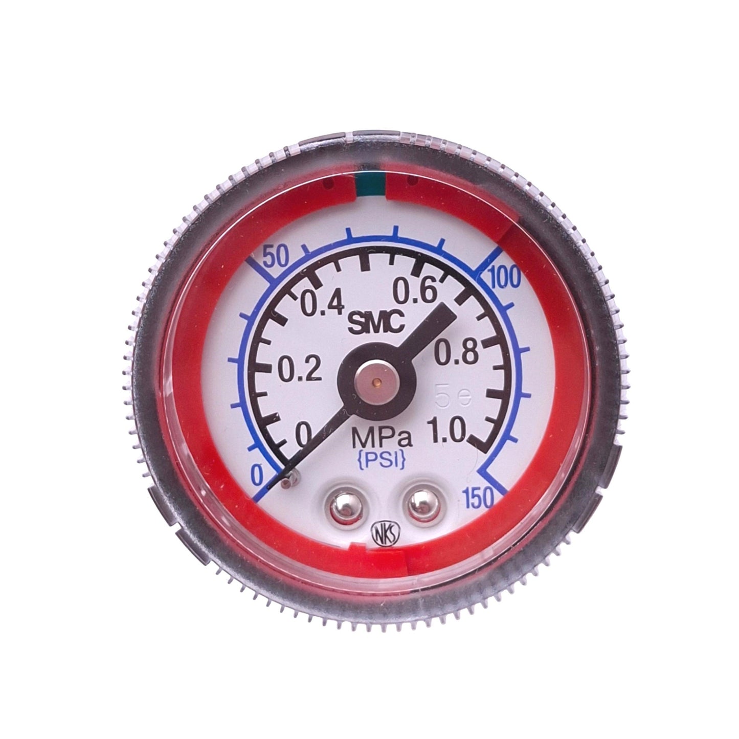 New Lot of 4 SMC G46-P10-01-L-X30 Pressure Gauges, 42.5mm, 0-1.0MPa, 0-150psi, R1/8