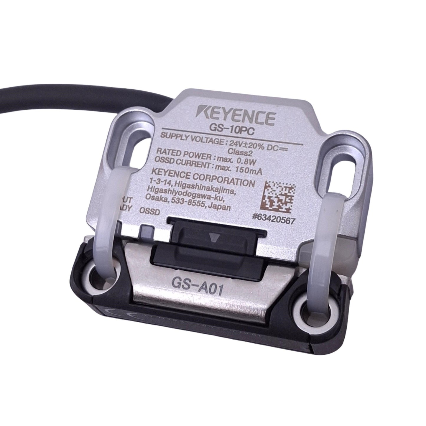 Used Keyence GS-10PC Safety Interlock Switch, PNP, 24VDC, 5-Pin M12, 150mA Max