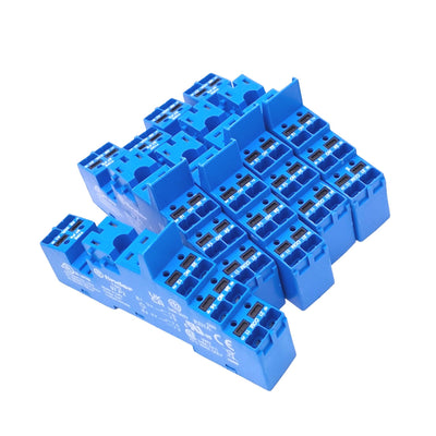 New Lot of 5 Finder 97.P2 Relay Sockets, 8-Pin, 8A 250VAC Max, DIN Rail