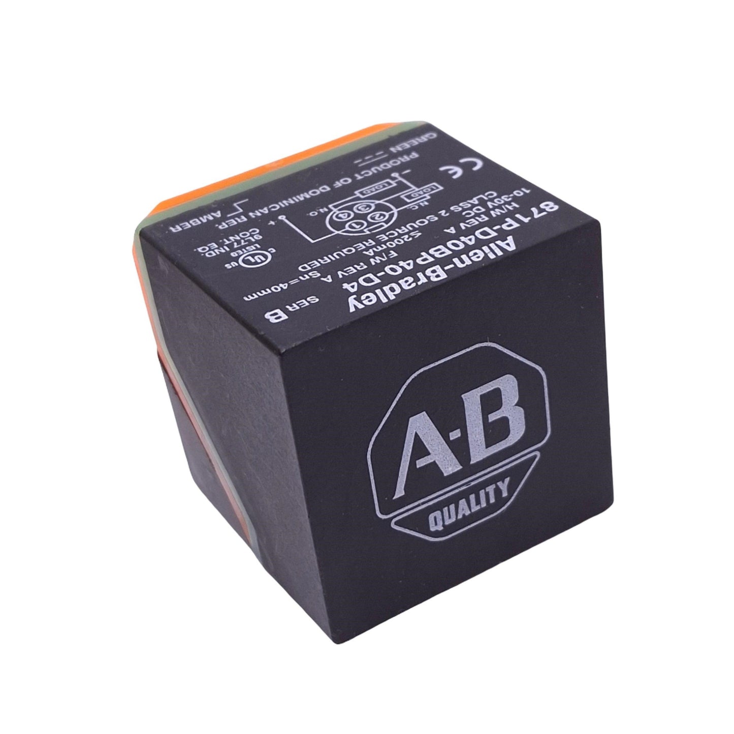Used Allen Bradley 871P-D40BP40-D4 Proximity Sensor, PNP NO NC, 10-30VDC, 40mm Range