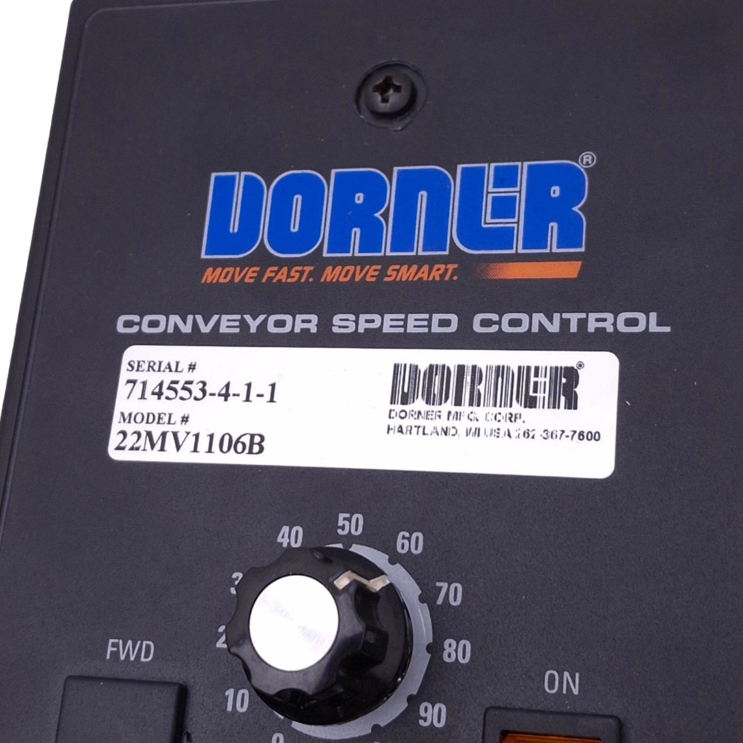 Used Dorner 22MV1106B Conveyer Speed Controller, 3ph 0-230VAC Out, 1/8hp Max