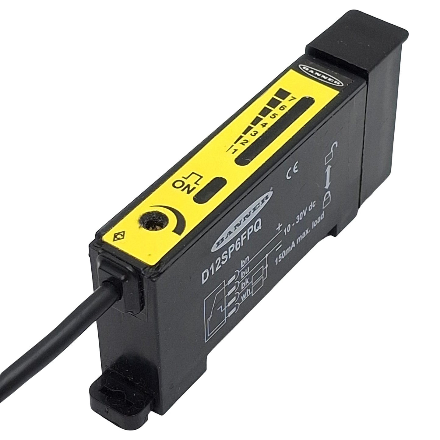 Used Banner D12SP6FPQ 33713 Fiber Optic Sensor, PNP, 10-30VDC, 4-Pin M8 Male