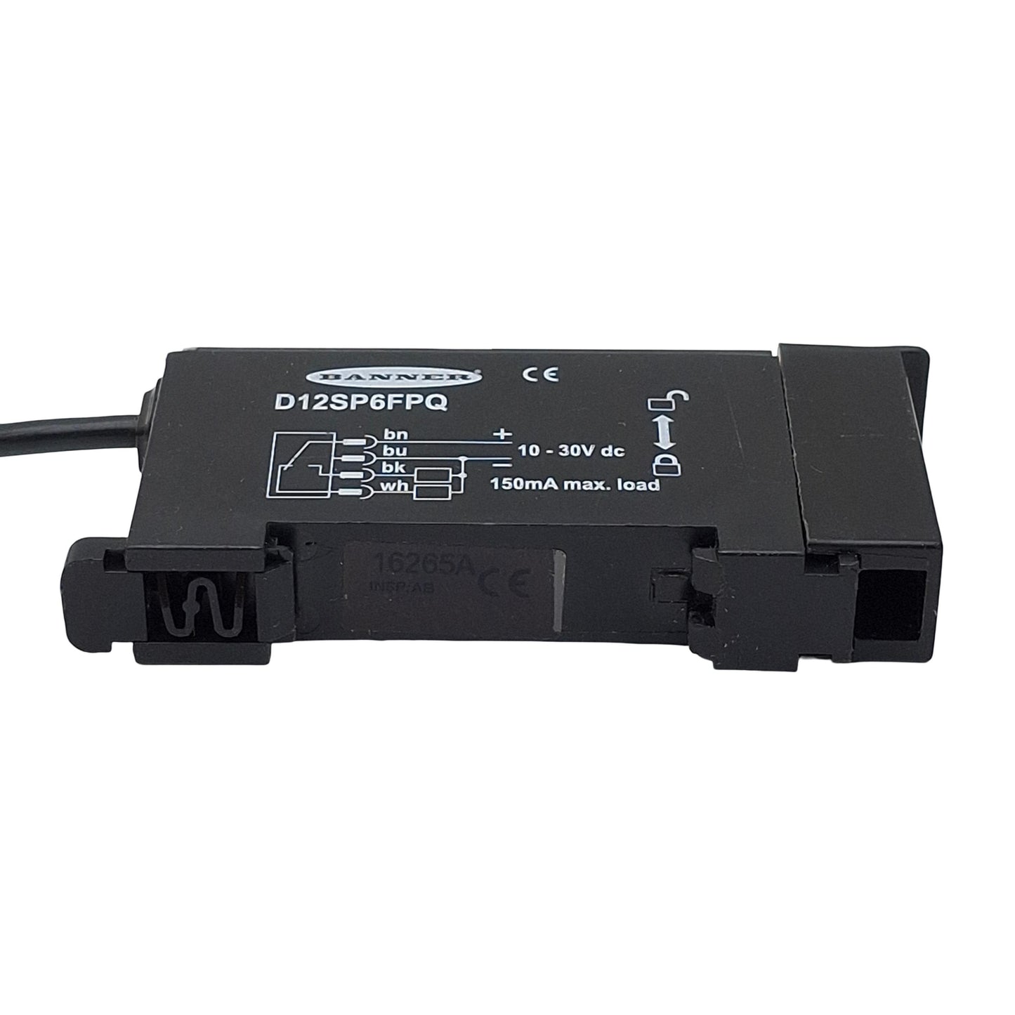 Used Banner D12SP6FPQ 33713 Fiber Optic Sensor, PNP, 10-30VDC, 4-Pin M8 Male