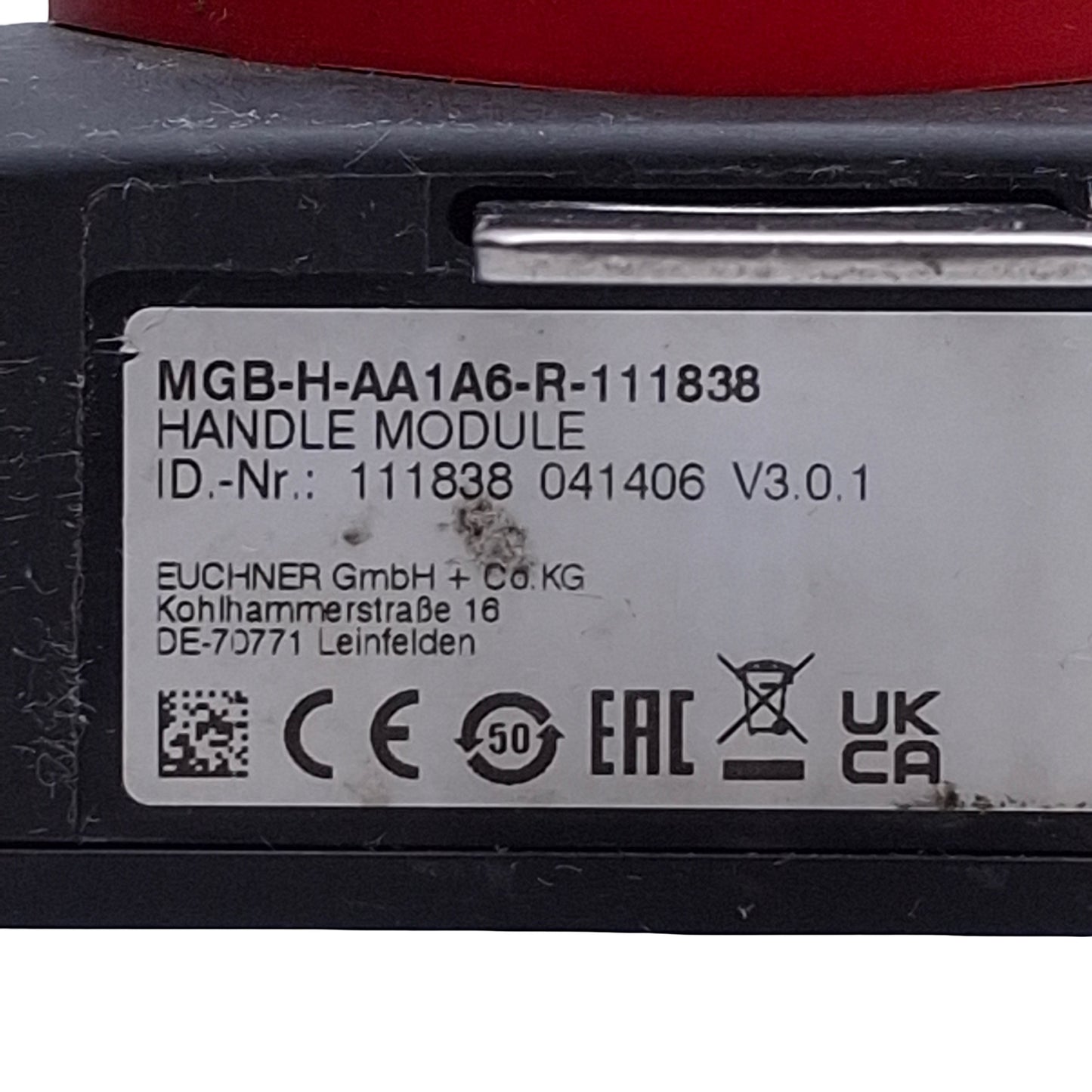 Used Euchner MGB-H-AA1A6-R-111838 Handle Module Auto Lockout w/Aluminum Door Handle