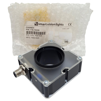 New Cognex IVSL-R80-625 119-1823R Ring Light, Red LED, PNP/NPN, 24VDC, 5-Pin M12