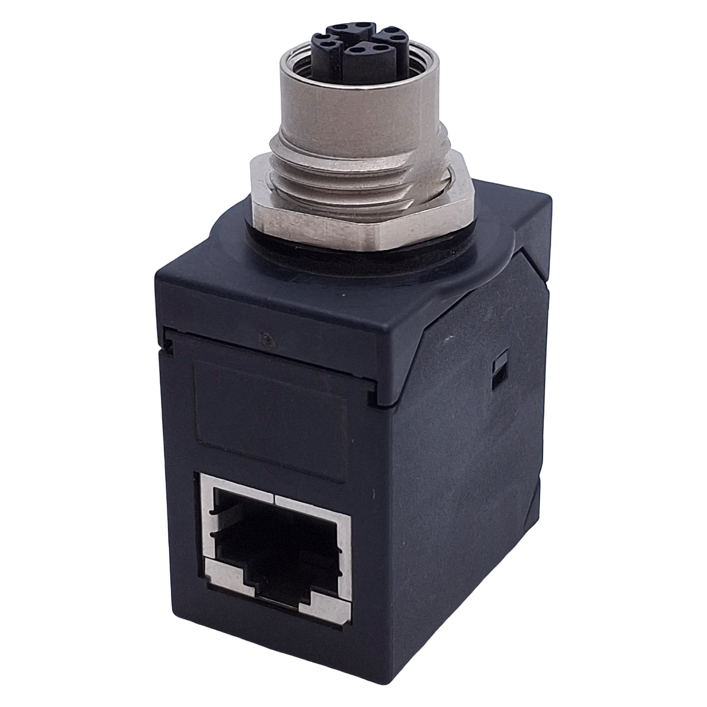Used Panduit ICAM12X90RJS Panel Mount Adapter 90° Angle, M12 X-code 8-pin to RJ45