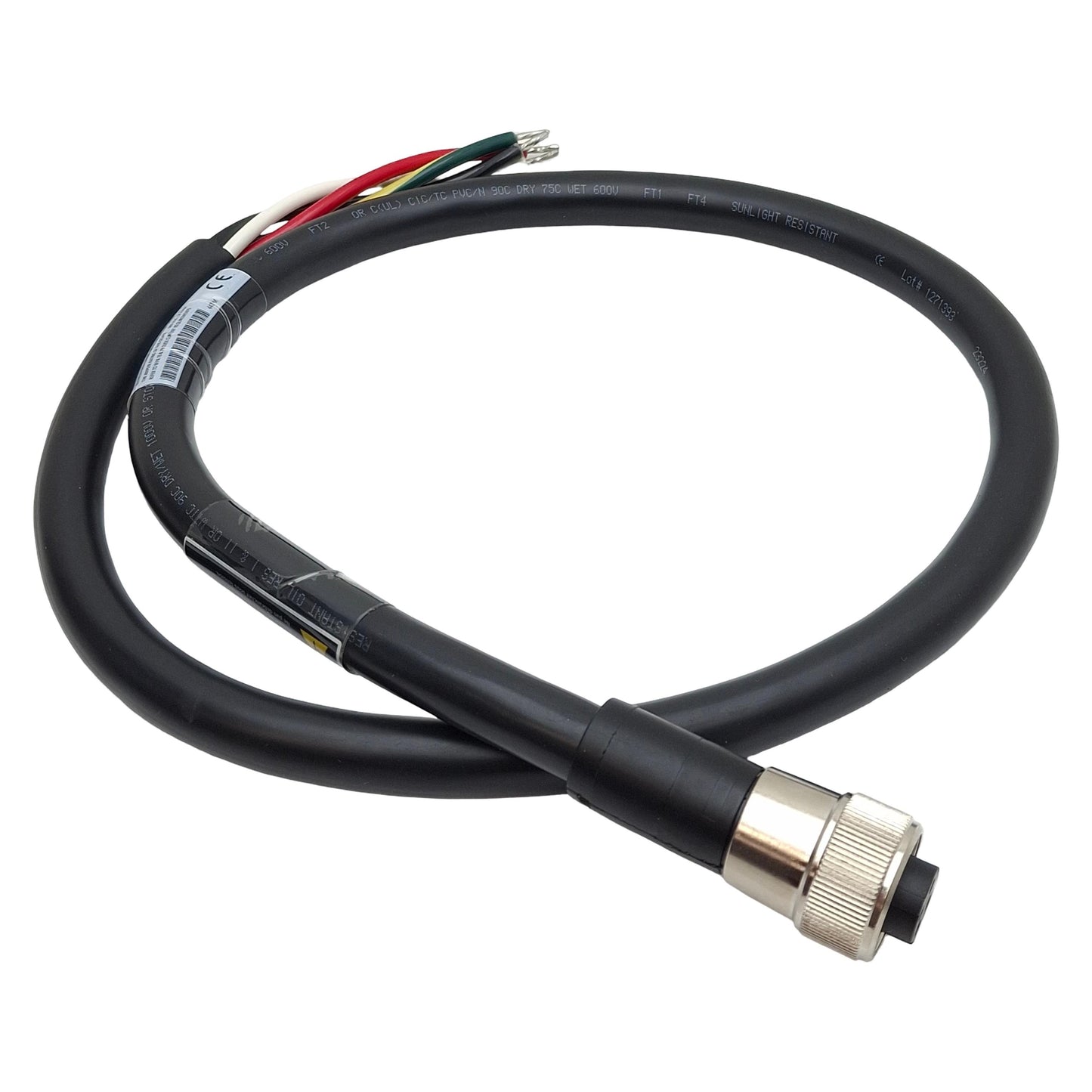 New Turck RKM 44P-1M Single Ended Cordset, 4-Pin 7/8" PowerFast Female, 18A 600V, 1m