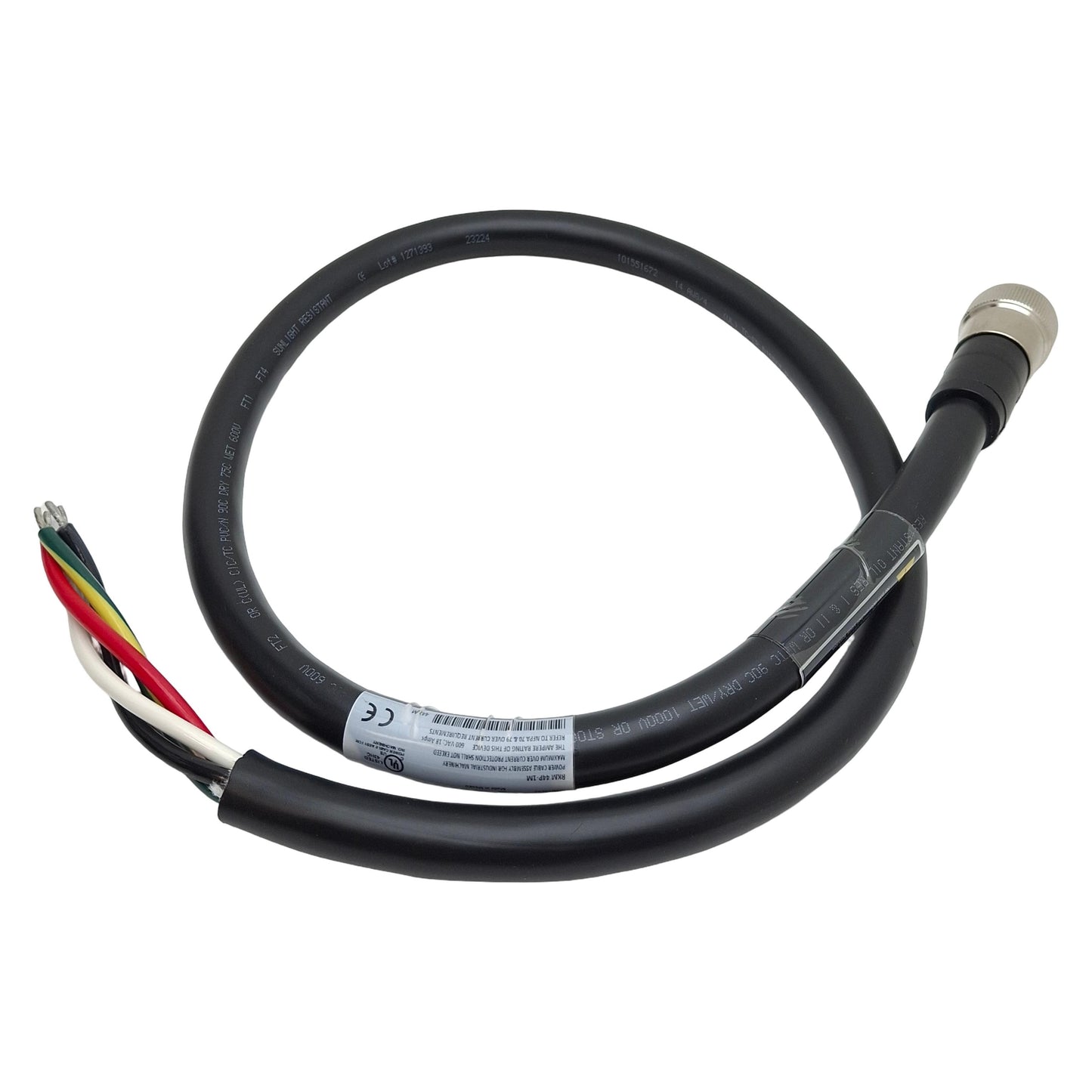 New Turck RKM 44P-1M Single Ended Cordset, 4-Pin 7/8" PowerFast Female, 18A 600V, 1m