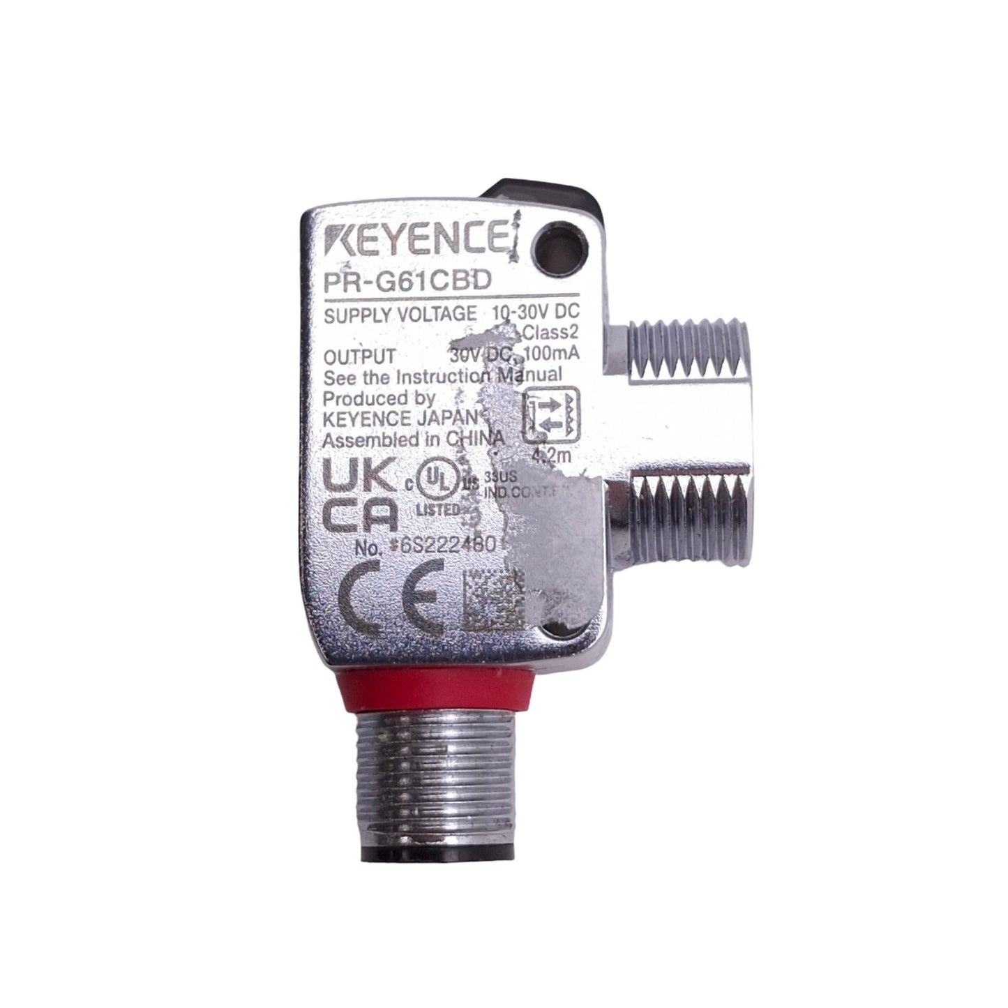 Used Keyence PR-G61CBD Photoelectric Sensor, 0.1-4.2m Range, 10-30VDC, PNP/NPN Out