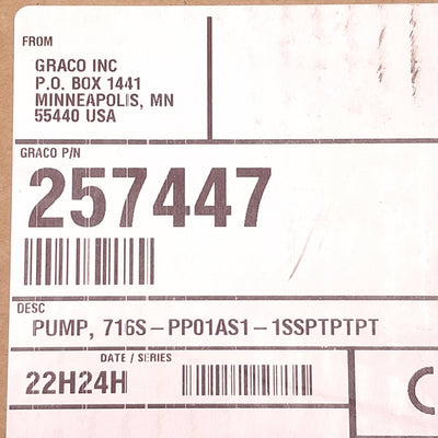 New Graco 257447 Husky 716 Air-Operated Diaphragm Pump 16gpm, 100psi, 3/4in NPT Out