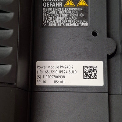 New Siemens 6SL3210-1PE24-5UL0 PM240-2 SINAMICS Power Module 380-480VAC 3-Ph Line