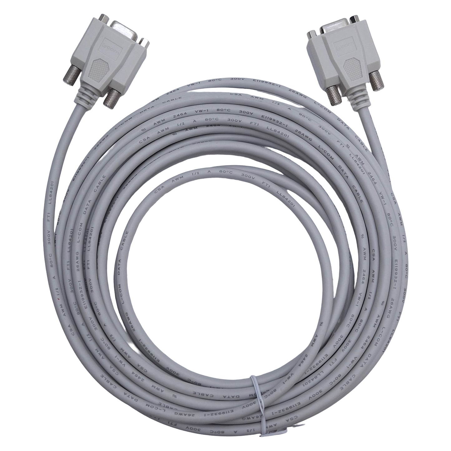 New L-Com CSMN9FF-25 Deluxe Molded D-Sub Cable DB9 Female to DB9 Female, 25ft Length