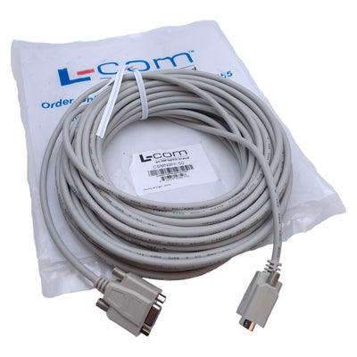 New L-Com CSMN9FF-50 Deluxe Molded D-Sub Cable DB9 Female to DB9 Female, 50ft Length