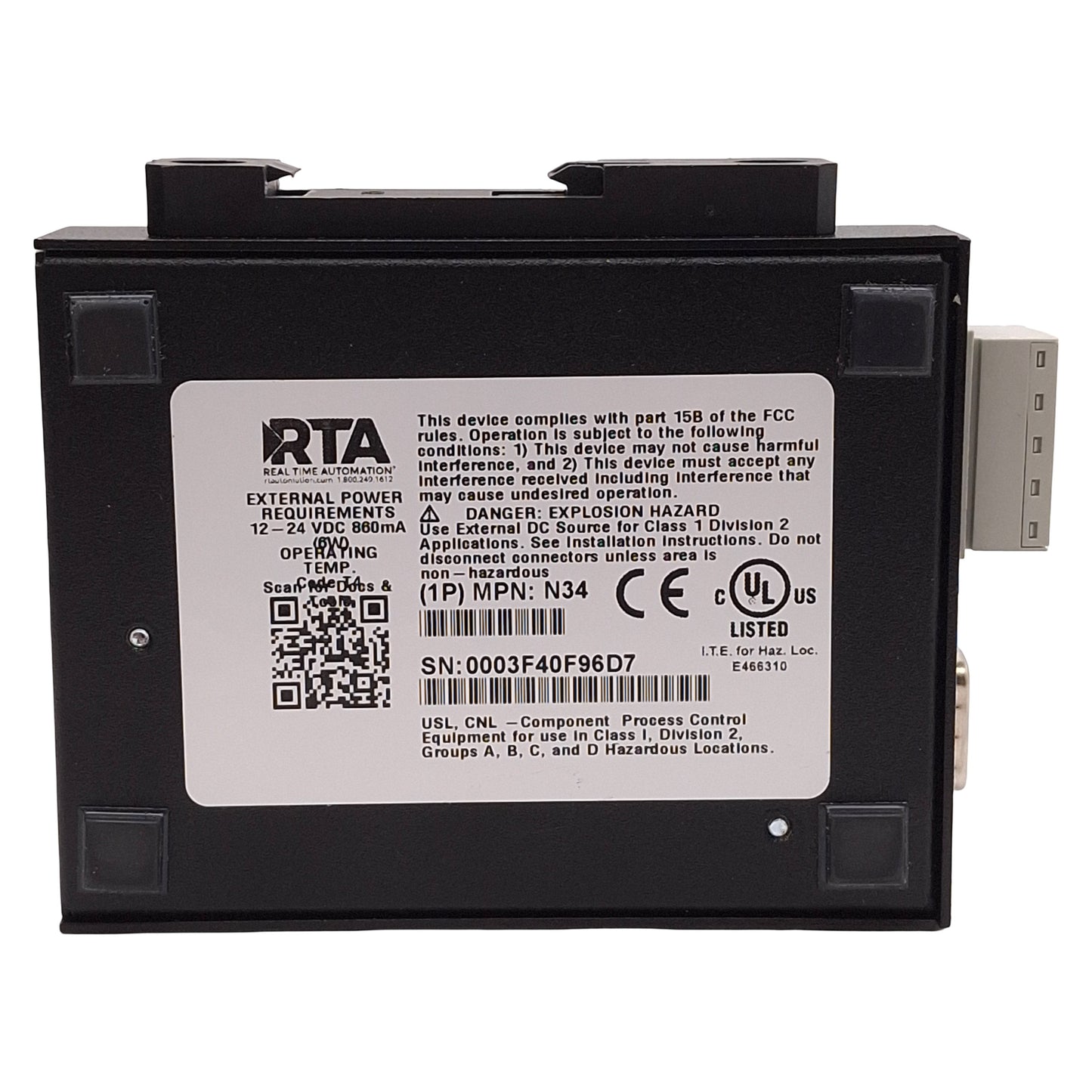 New – Open box RTA 460MMBMS-N34-D Modbus RTU Slave to BACnet MS/TP Master Gateway, 12-24VDC