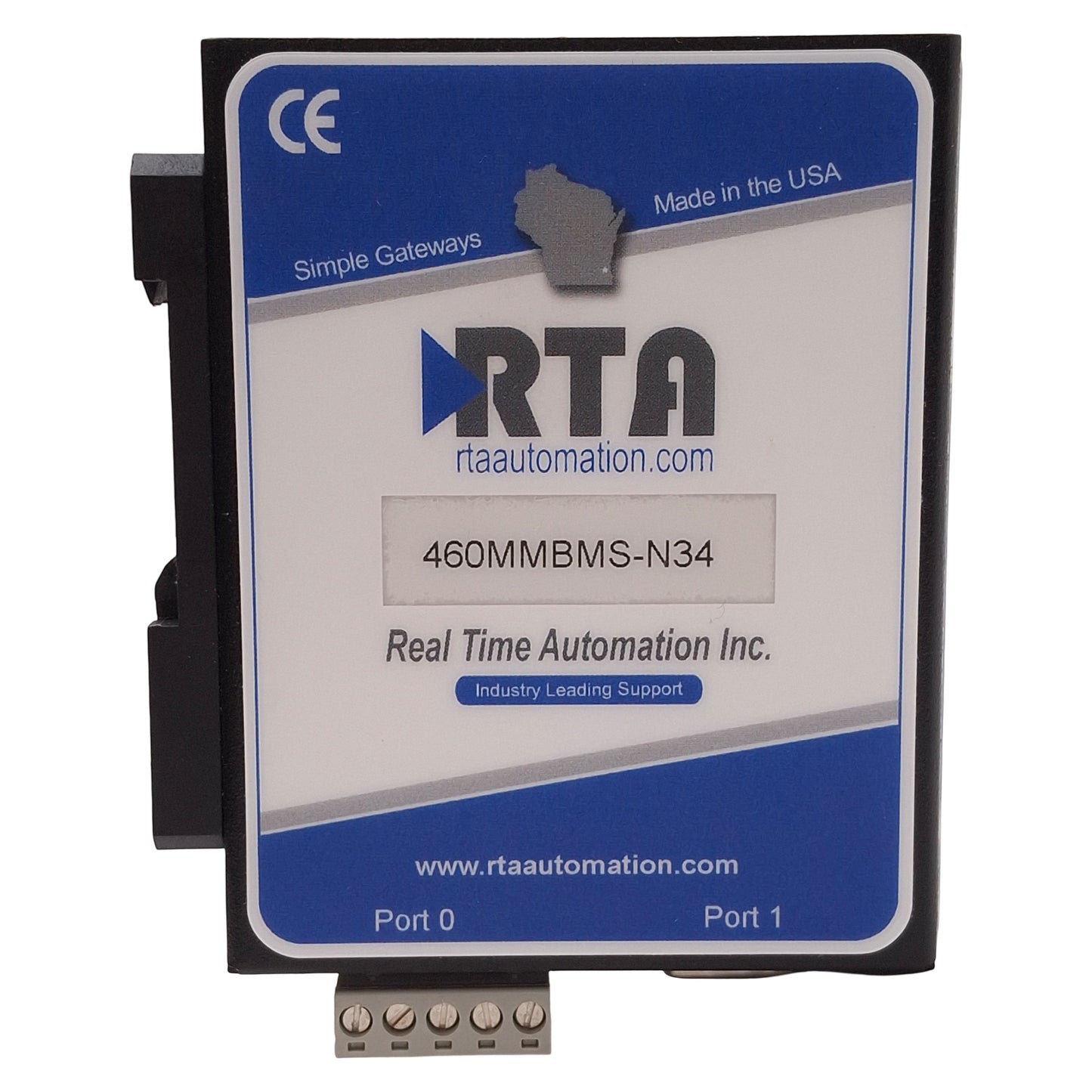 New – Open box RTA 460MMBMS-N34-D Modbus RTU Slave to BACnet MS/TP Master Gateway, 12-24VDC