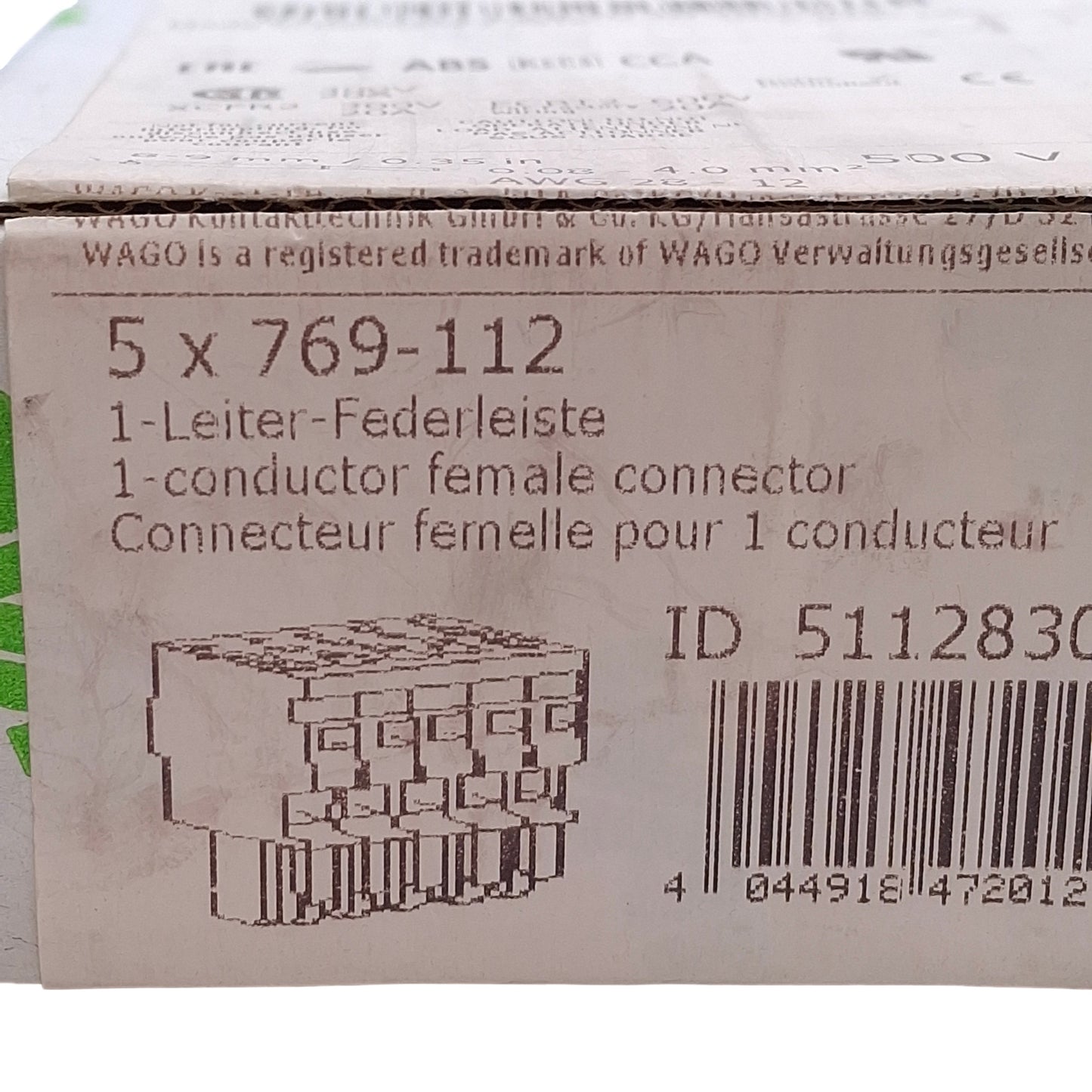 New Lot of 5 Wago 769-112 Female Terminal Block Plug 12-Position, 500V 32A, 12-28AWG