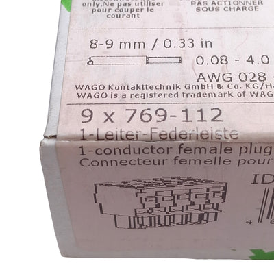 New Lot of 9 Wago 769-112 Female Terminal Block Plug 12-Position, 500V 32A, 12-28AWG