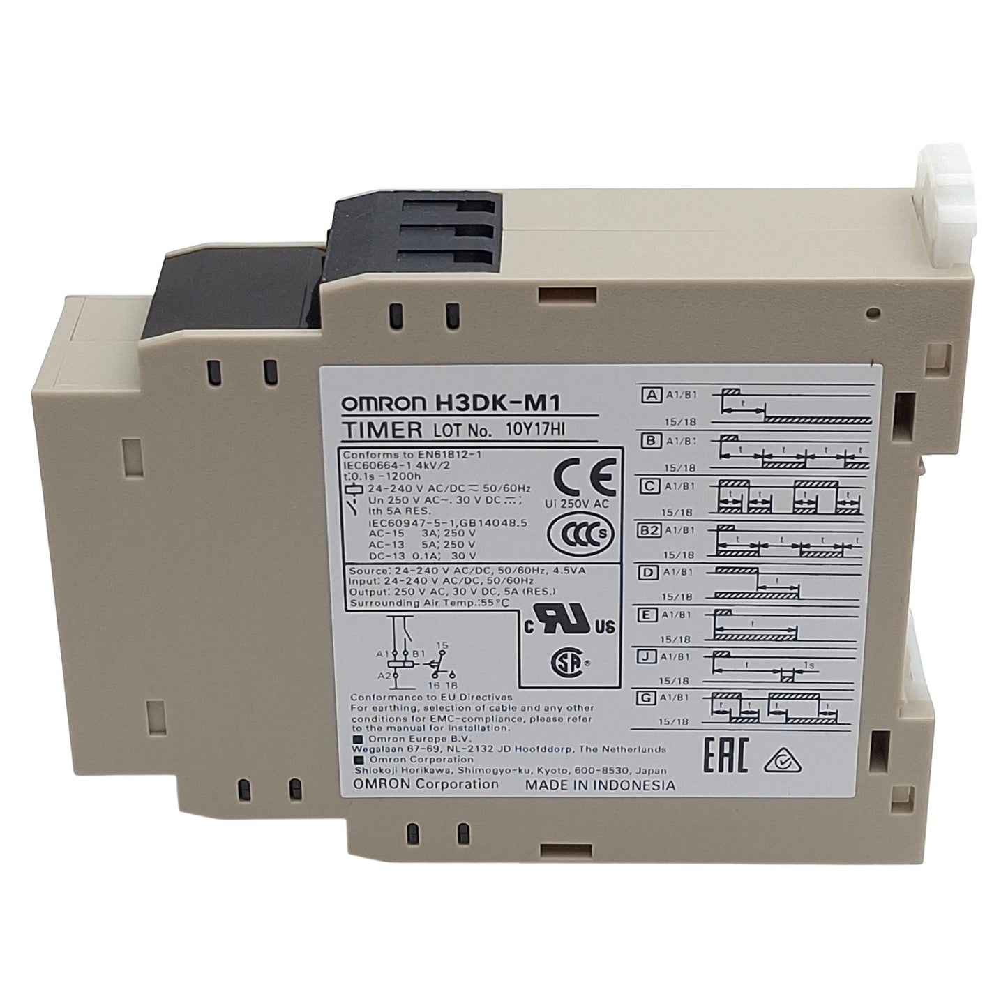Used Omron H3DK-M1 AC/DC24-240 Solid-State Timer, SPDT, 0.1s-100h Range, 24-240VAC/DC
