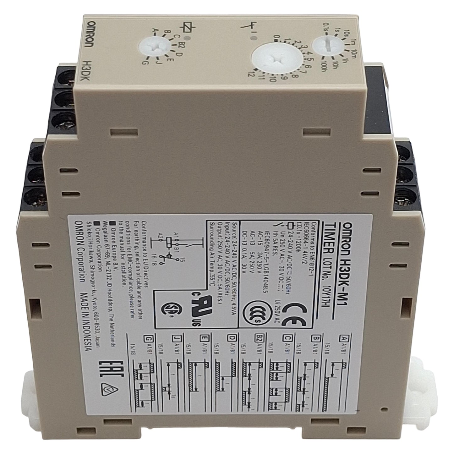 Used Omron H3DK-M1 AC/DC24-240 Solid-State Timer, SPDT, 0.1s-100h Range, 24-240VAC/DC