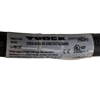 New – Open box Turck GSDA GKDA 40-10M/S3276/S4000 Extension Power Cable, 10 Meters, 1-3/8 4-Pin