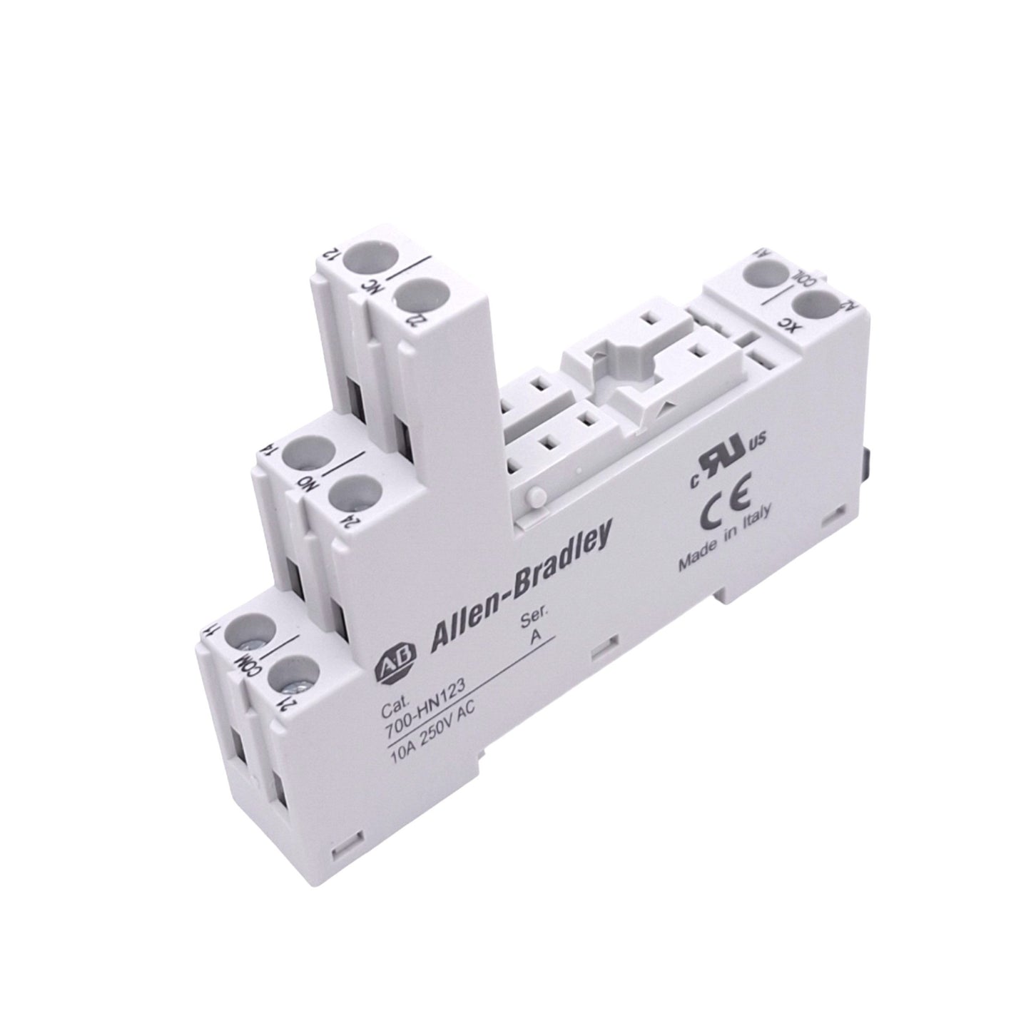 New Allen Bradley 700-HN123 Relay Socket, 8-Pin, 10A 250VAC Max, DIN Rail