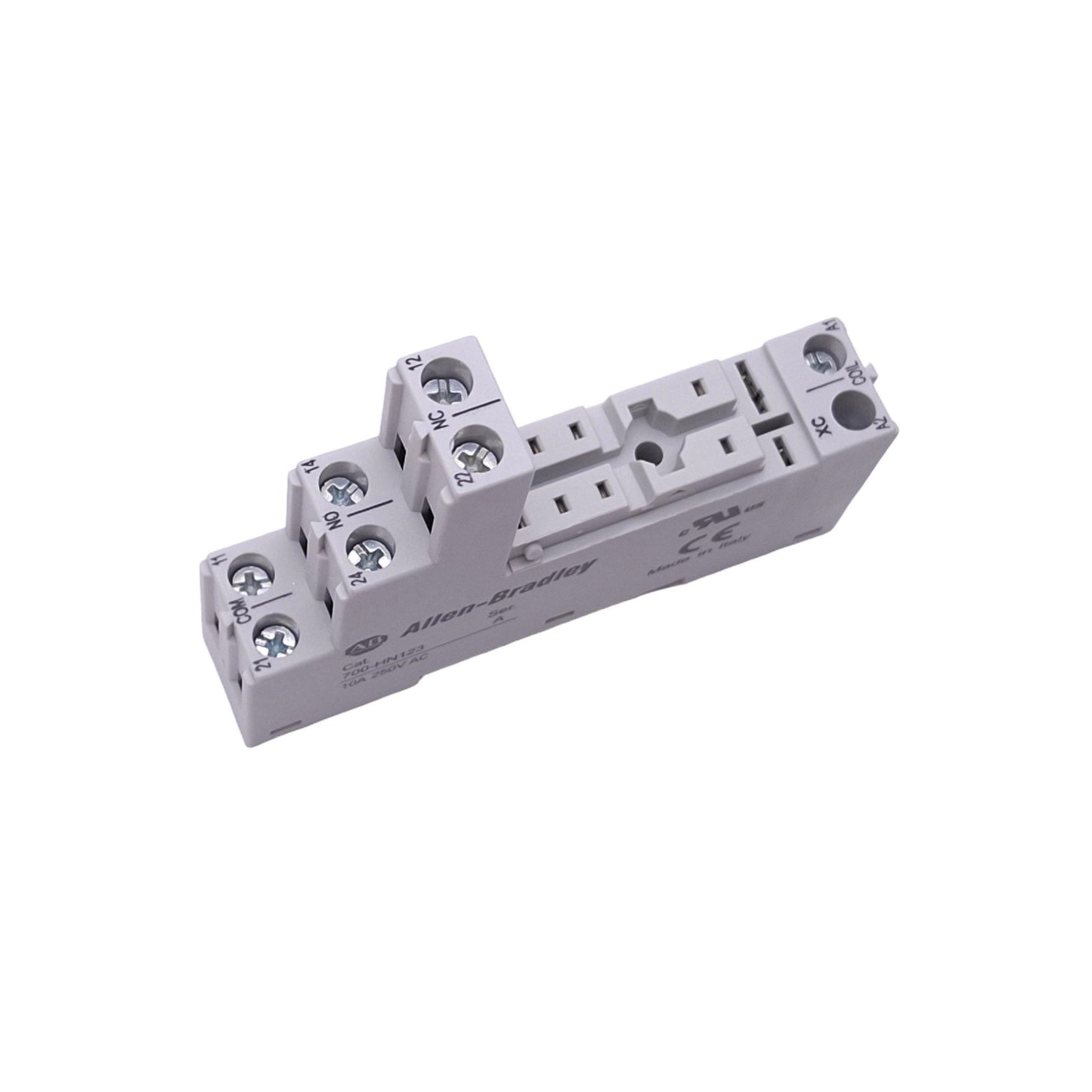 New Allen Bradley 700-HN123 Relay Socket, 8-Pin, 10A 250VAC Max, DIN Rail