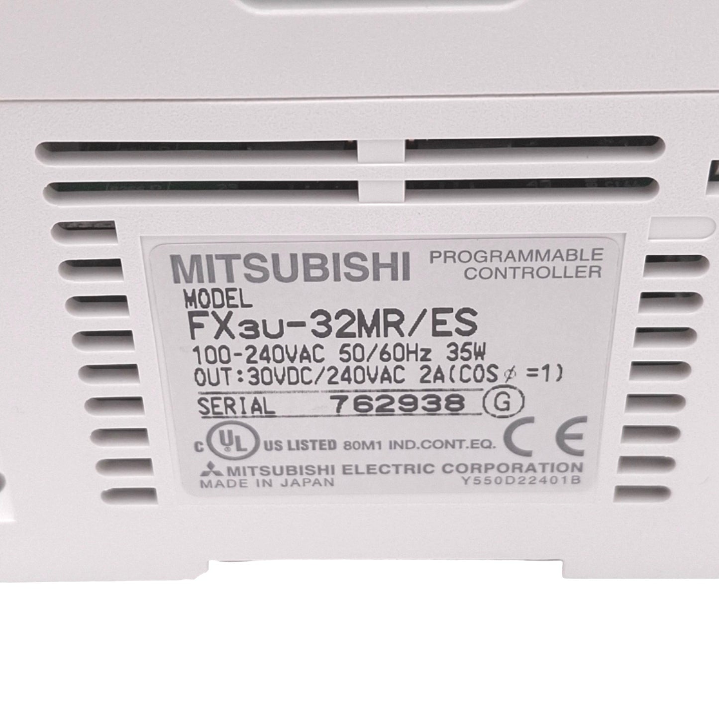 Used Mitsubishi FX3U-32MR/ES CPU Unit for MELSEC-F FX3U PLC, 32DI/O, 100-240VAC