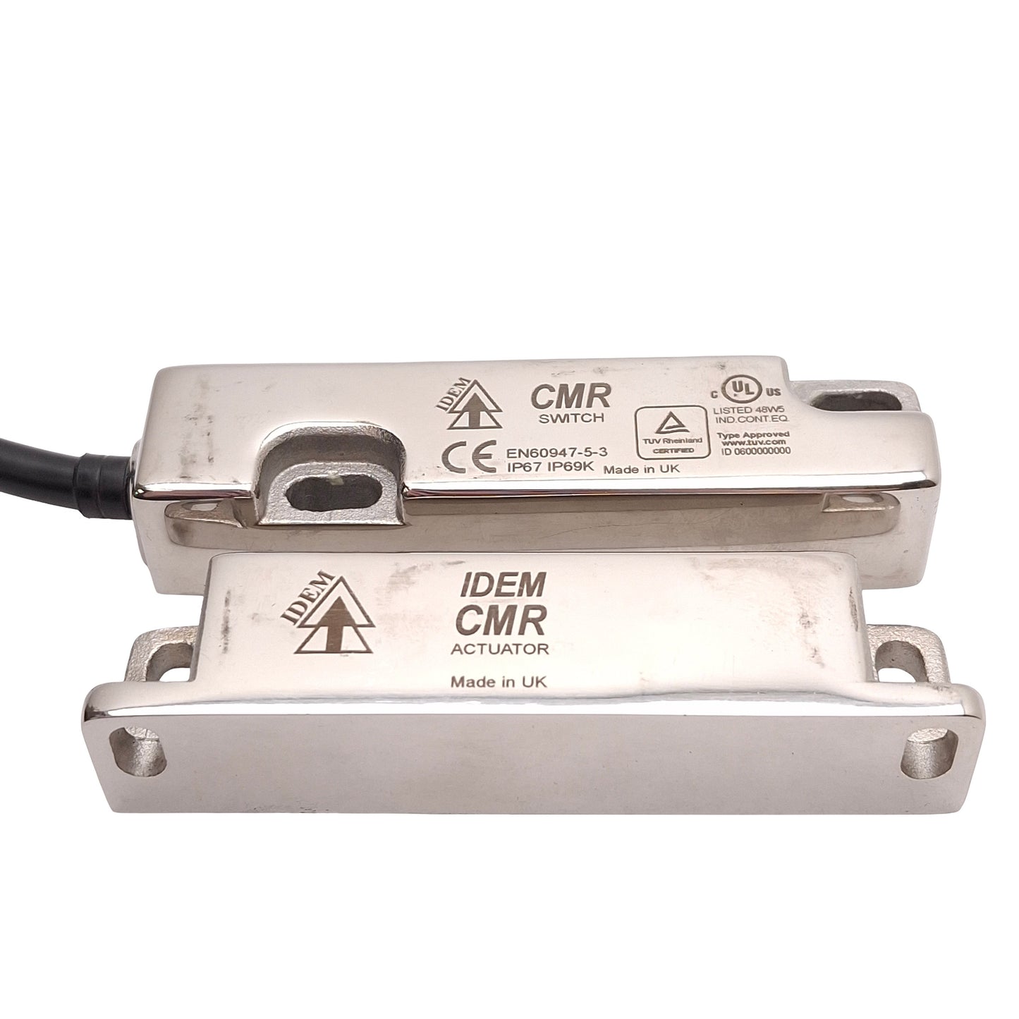 Used IDEM 138018 CMR Magnetic Non-Contact Safety Interlock Switch, 2NC, 250VAC 2A, 5m