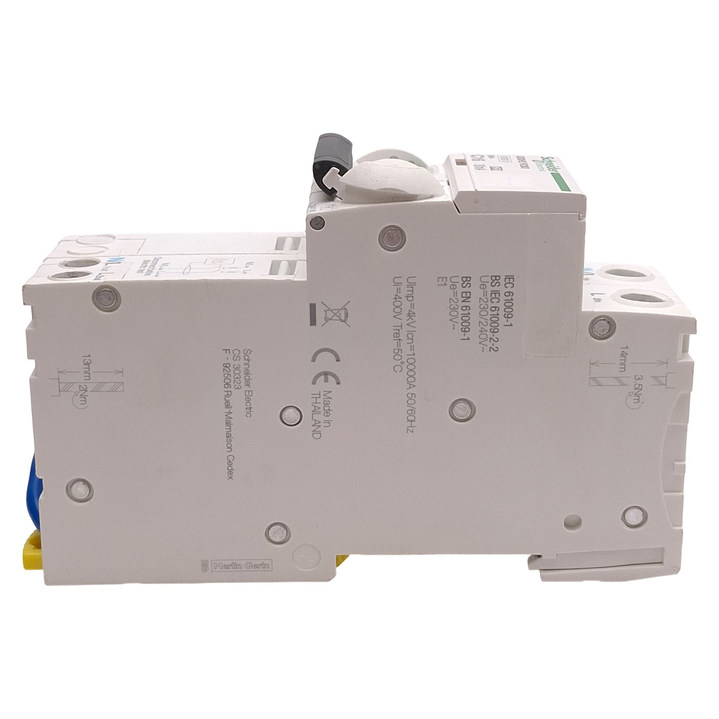 Used Schneider Electric A9D11216 iC60H2 RCBO Earth-Leakage Circuit Breaker 16A 240VAC