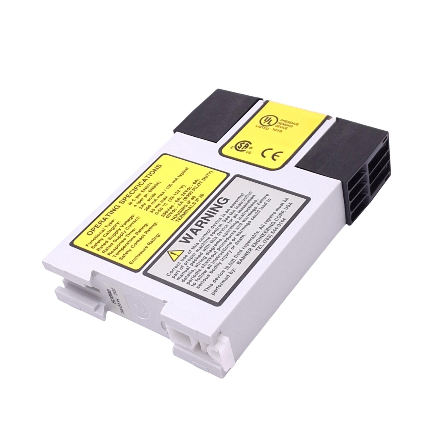 Used Banner AT-FM-10K DUO-TOUCH Safety Relay, 2NO, 1NC Aux, 6A Max, 24VAC/DC