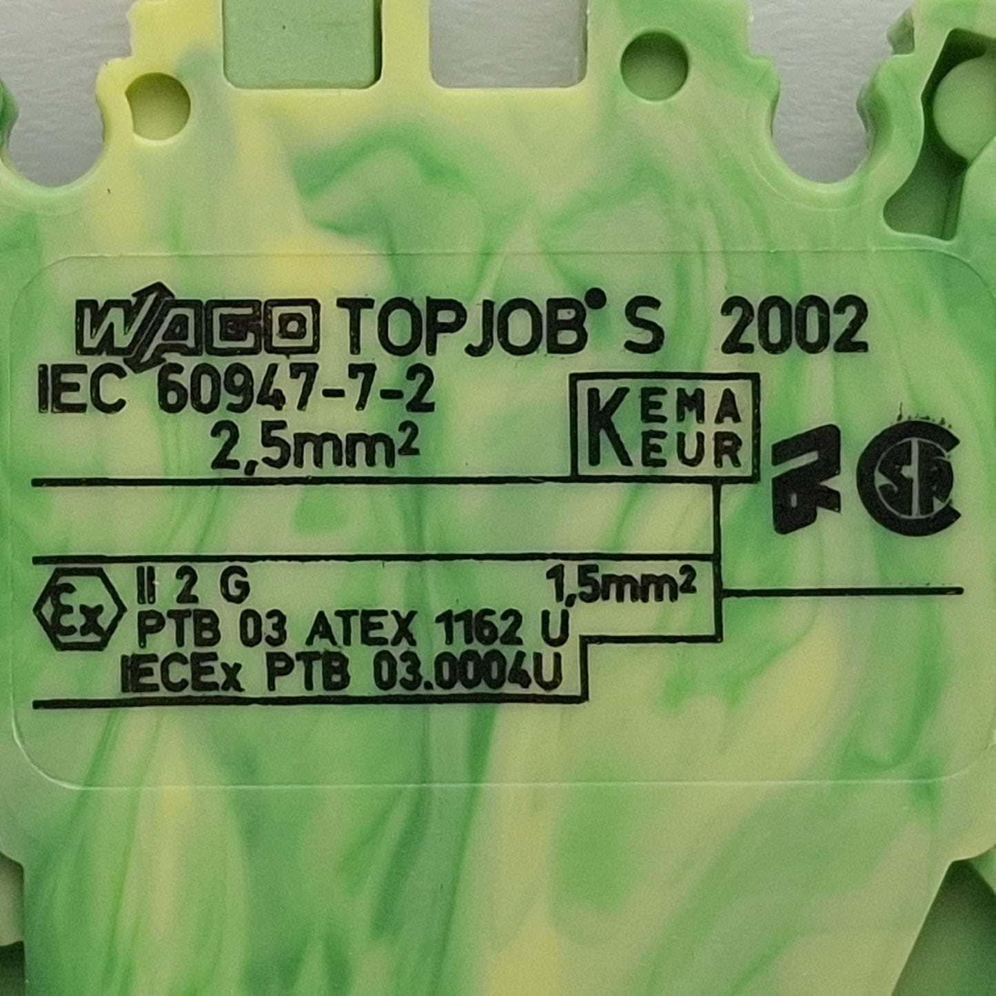 Used Lot of 6 Wago 2002-3207 TOPJOBs Triple-Deck Ground Terminal Block, 6-Pos, 5.2mm