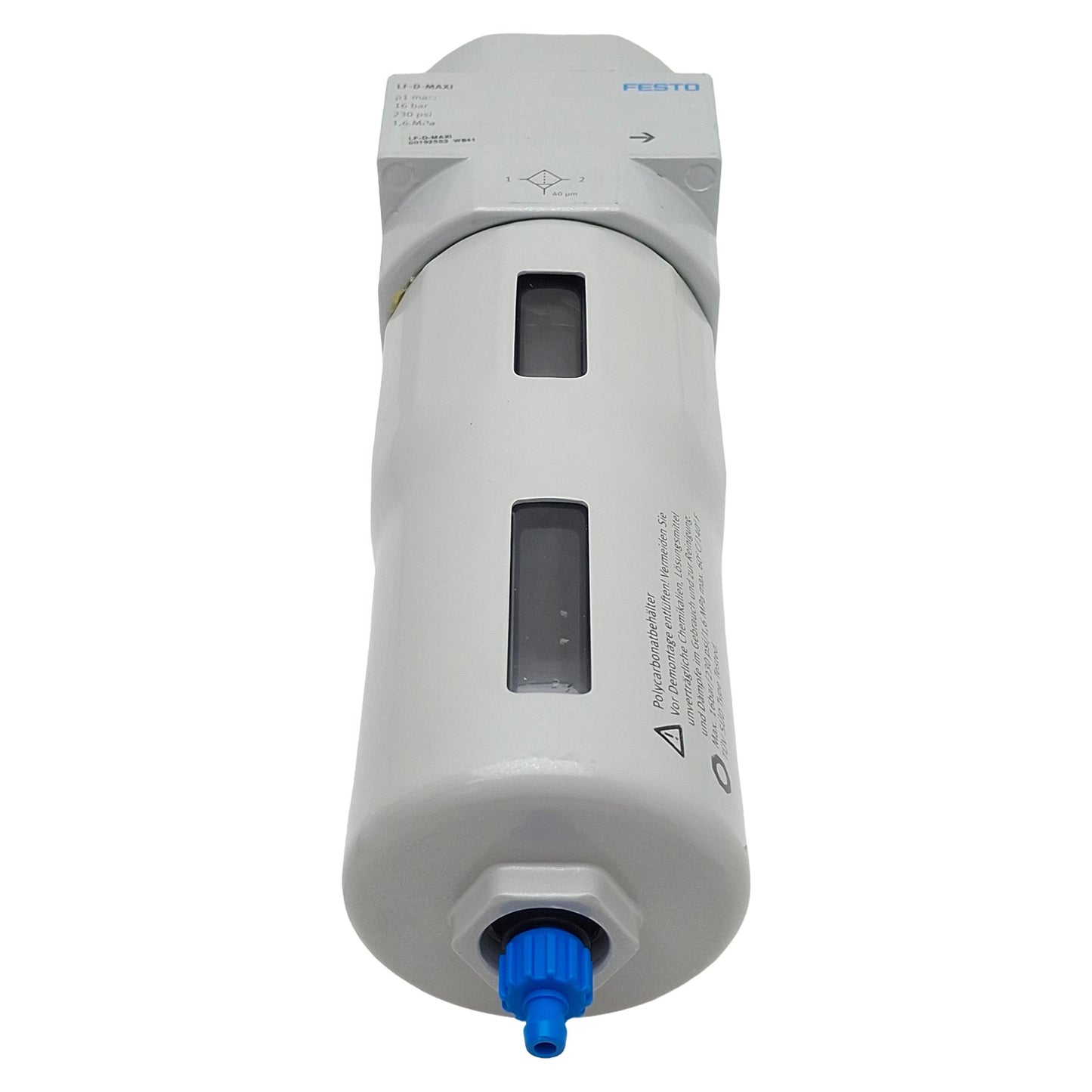 Used Festo LF-D-MAXI 192553 Pneumatic Filter, 0-16Bar, 40µm Filtration, Sub-Base