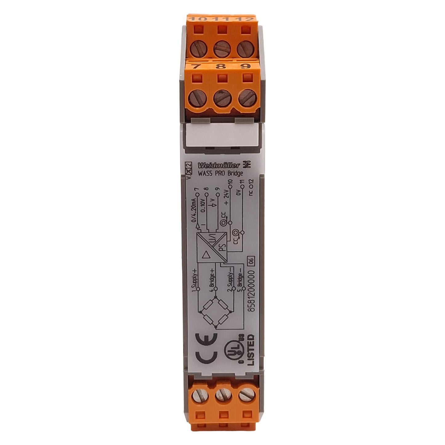 Used Weidmuller 8581200000 WAS5 PRO Bridge Measuring Transducer, -500mV~+500mV, 24VDC