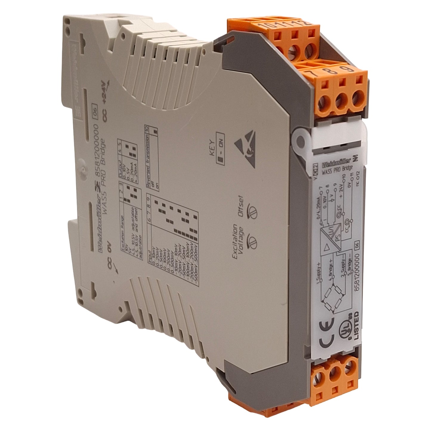 Used Weidmuller 8581200000 WAS5 PRO Bridge Measuring Transducer, -500mV~+500mV, 24VDC