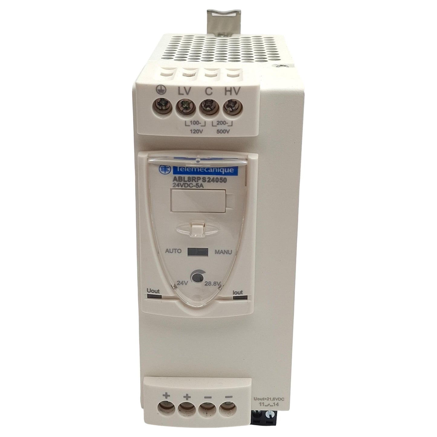 Used Telemecanique ABL8RPS24050 Power Supply 120/500VAC In, 5-4.16A 24-28VDC Out