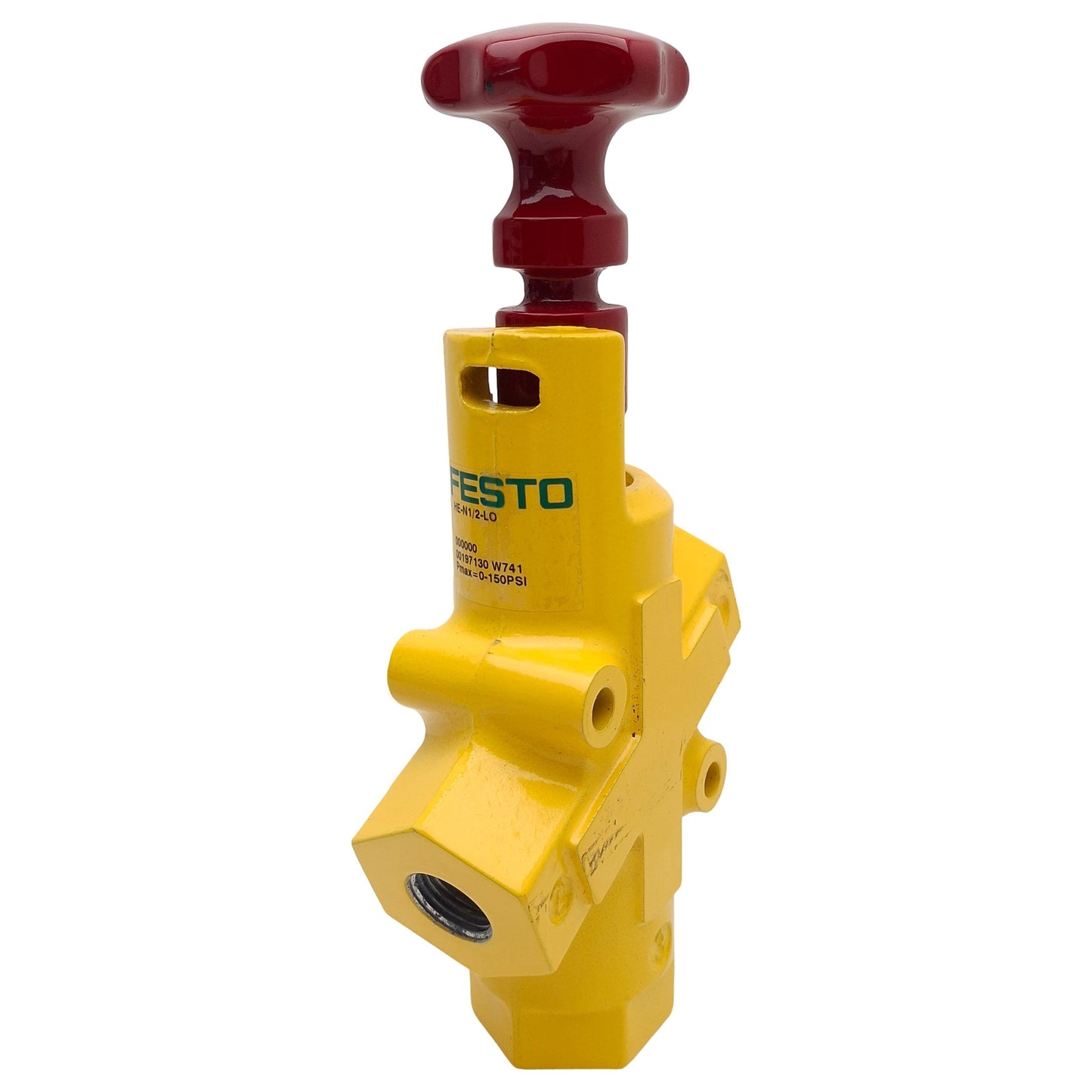 Used Festo HE-N1/2-LO Shut-Off Valve, 1/2in x 1/2in x 1in NPT, 6200l/min, 1-10bar