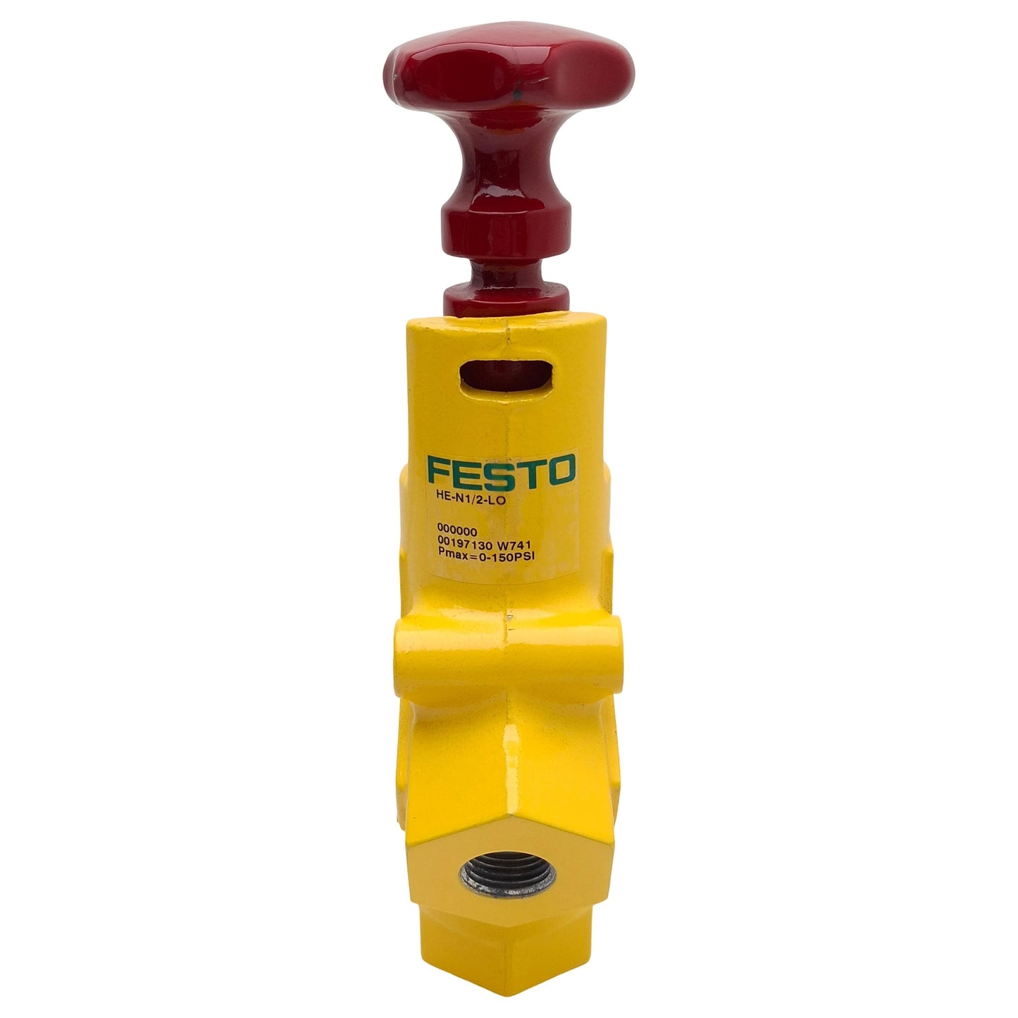 Used Festo HE-N1/2-LO Shut-Off Valve, 1/2in x 1/2in x 1in NPT, 6200l/min, 1-10bar