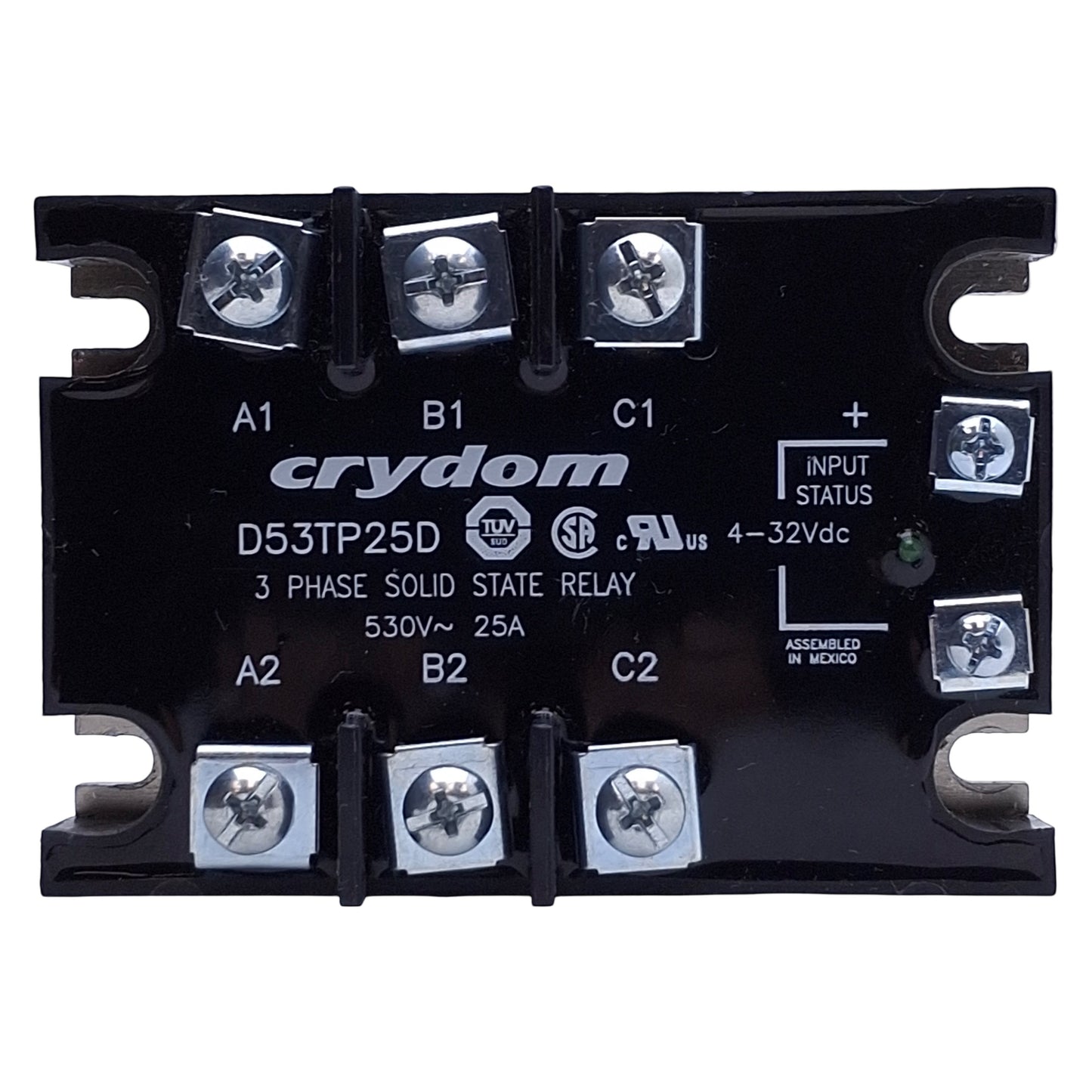 Used Crydom D53TP25D Solid State Relay 3PST-NO, 4-32VDC Input, 25A, 48-530VDC