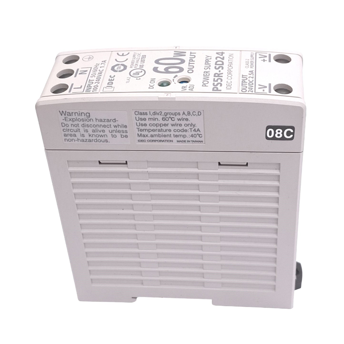 Used IDEC PS5R-SD24 Power Supply, 100-240VAC In, 24VDC 2.5A Out, 60W Max