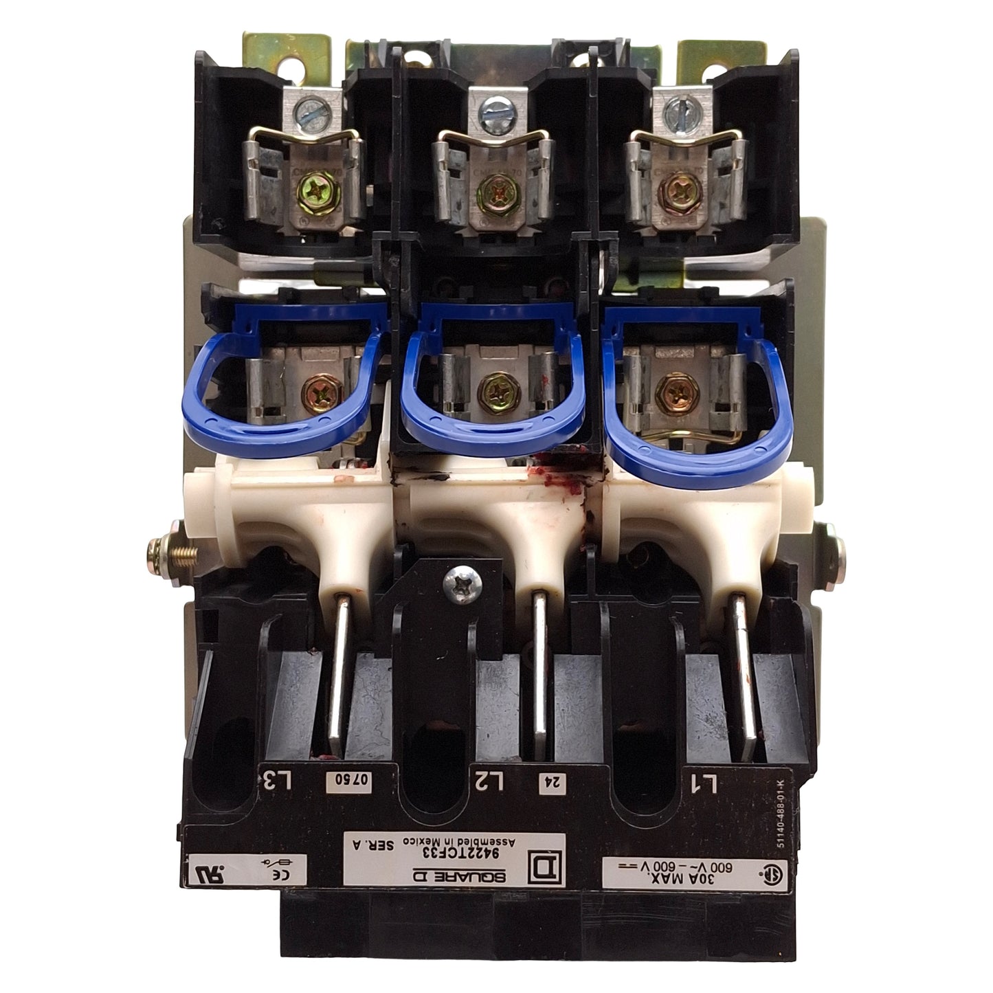 Used Square D 9422TCF33 Fusible Disconnect Switch, 3-Pole, 30A 600V, R/K/J/H Fuse