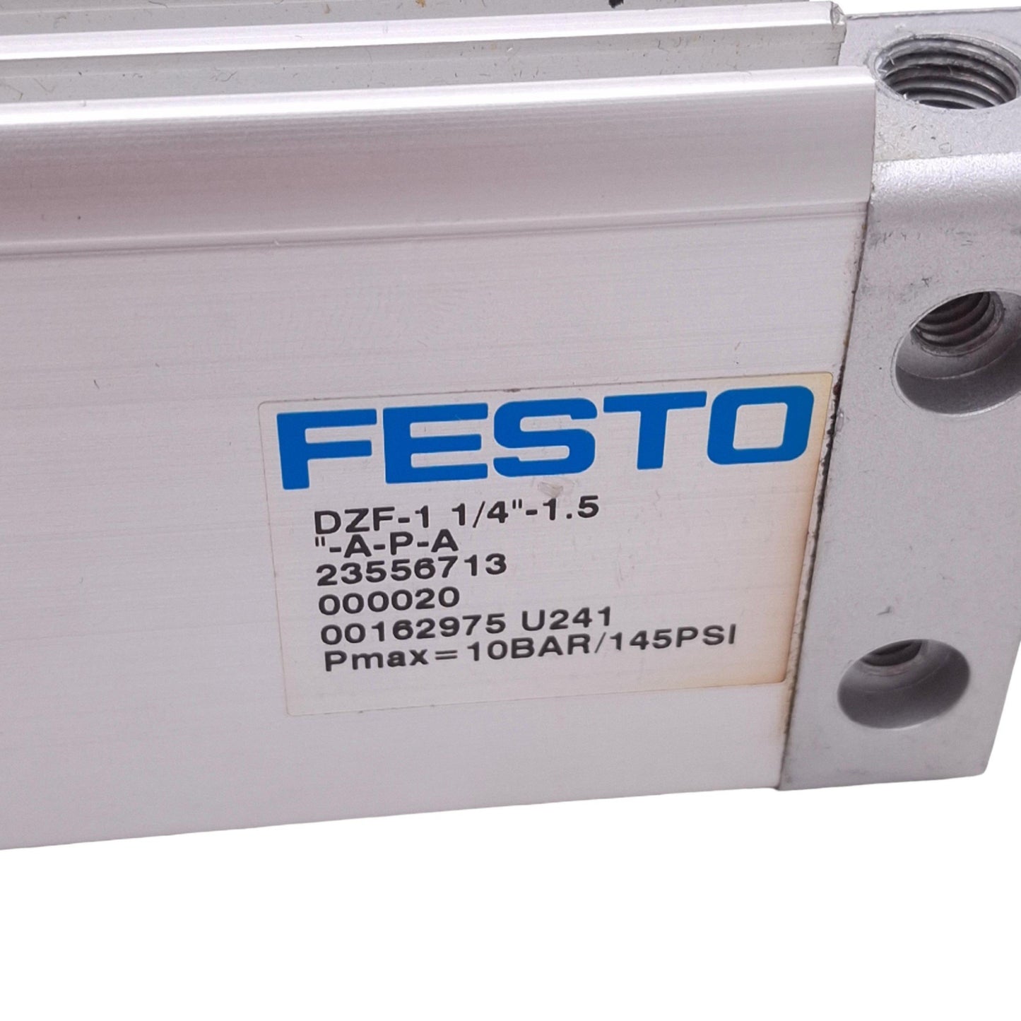 Used Festo DZF-1 1/4"-1.5"-A-P-A Flat Cylinder, 1-1/4in Bore, 1.5in Stroke, 145psi