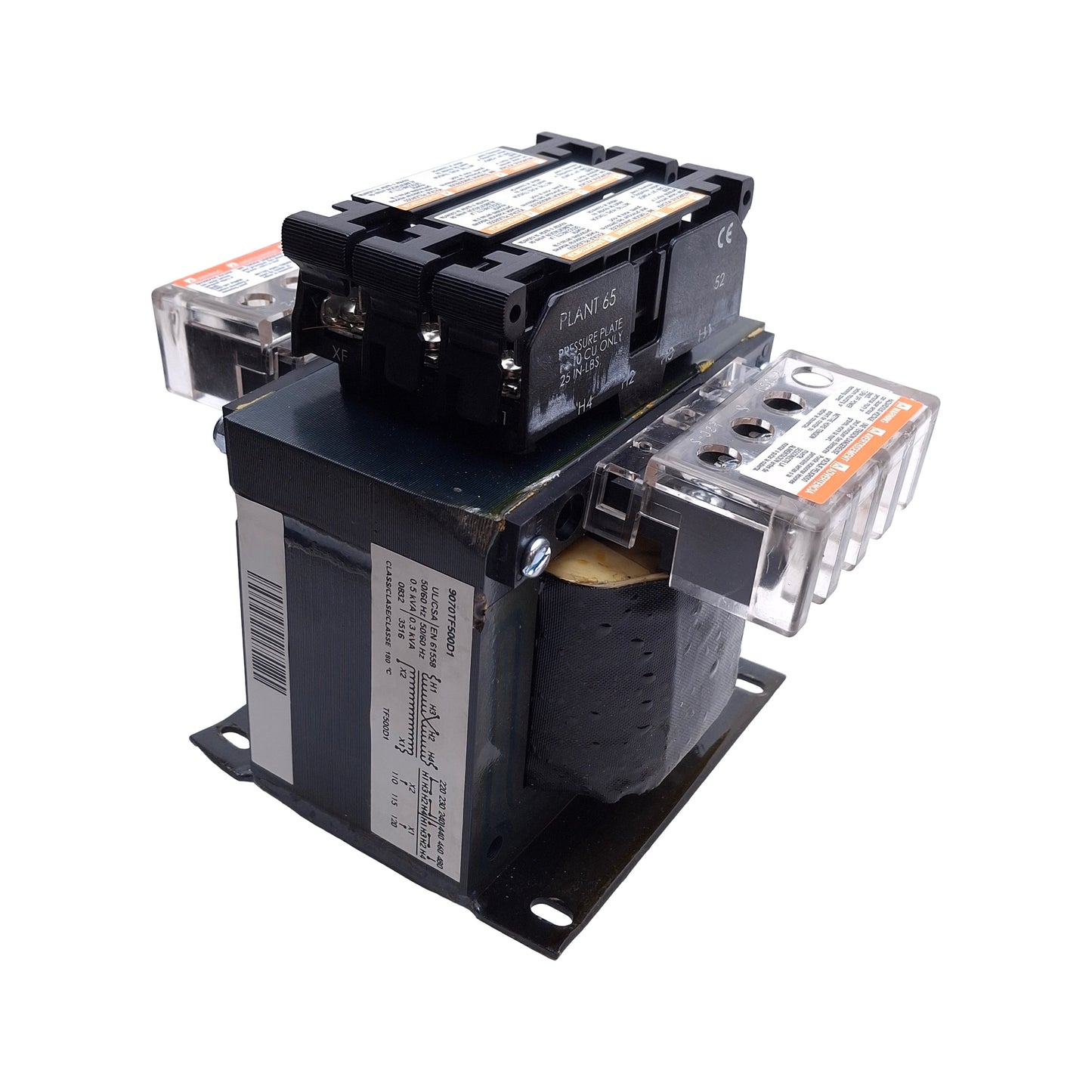 Used Schneider Electric 9070TF500D1 Control Transformer, 240x480 Primary, 120V Second