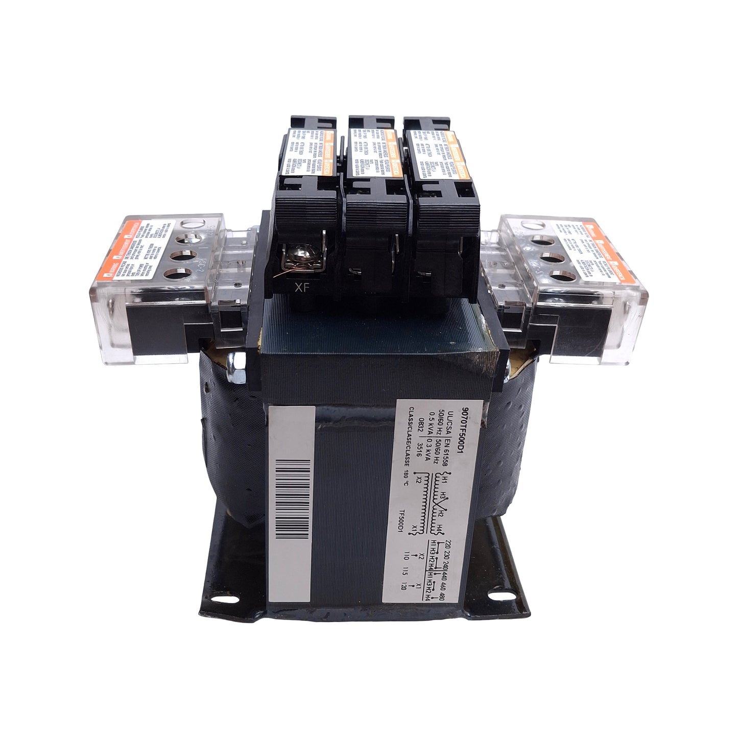 Used Schneider Electric 9070TF500D1 Control Transformer, 240x480 Primary, 120V Second