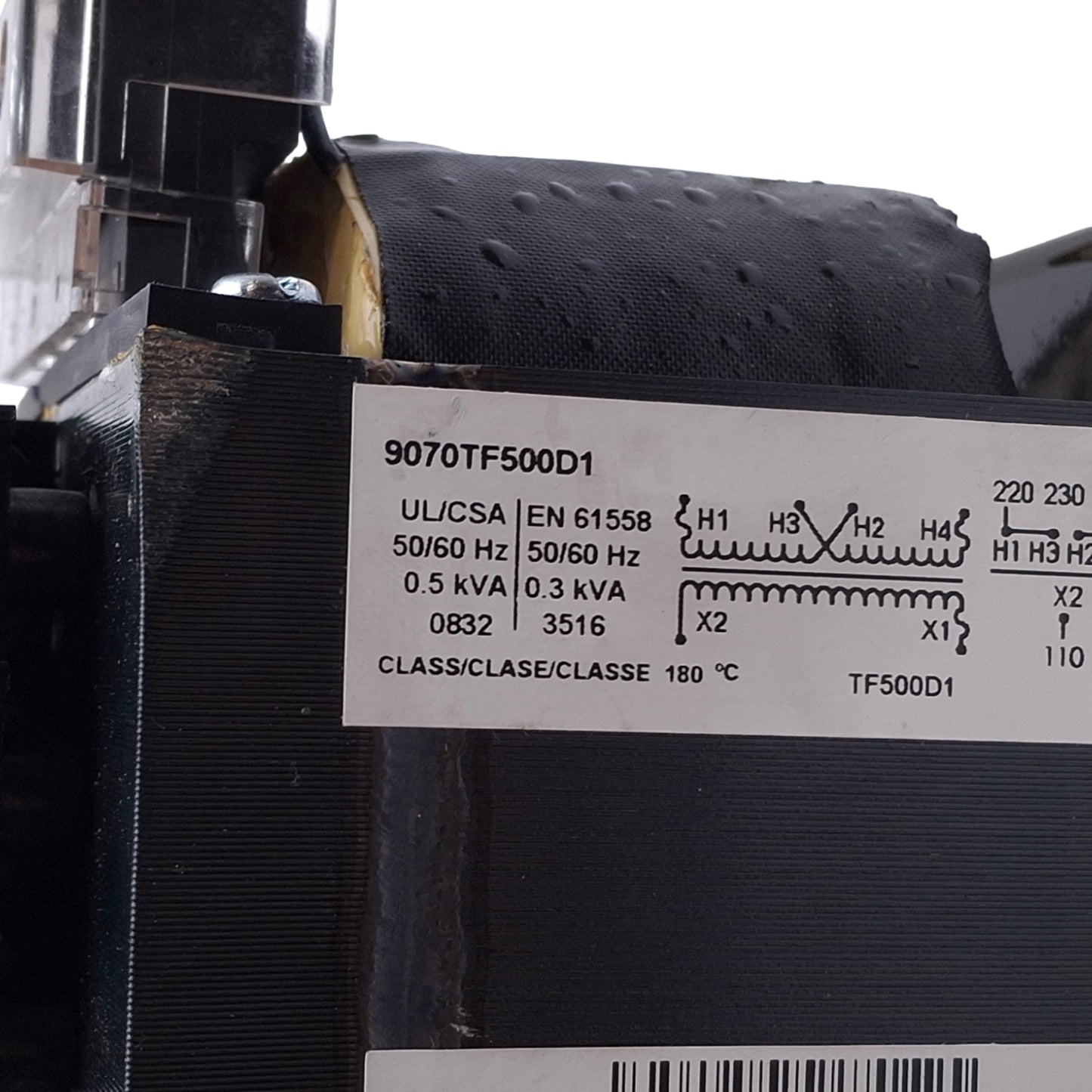 Used Schneider Electric 9070TF500D1 Control Transformer, 240x480 Primary, 120V Second
