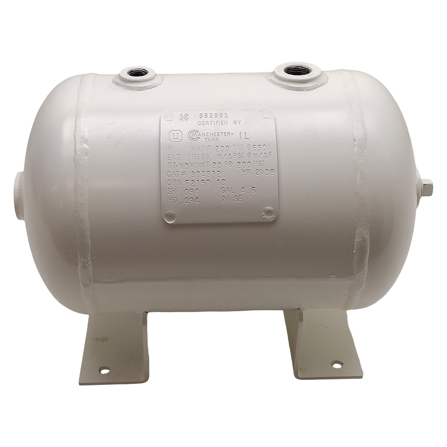Used Manchester Tank 304932 Universal Horizontal Air Receiver, 4.6 Gallons, 200PSI