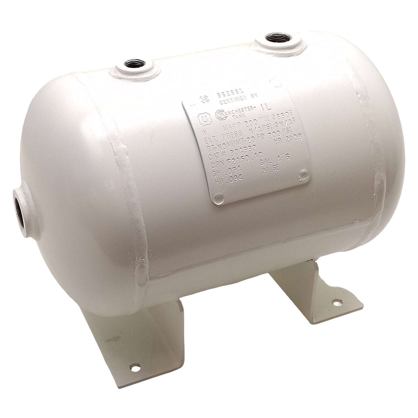 Used Manchester Tank 304932 Universal Horizontal Air Receiver, 4.6 Gallons, 200PSI
